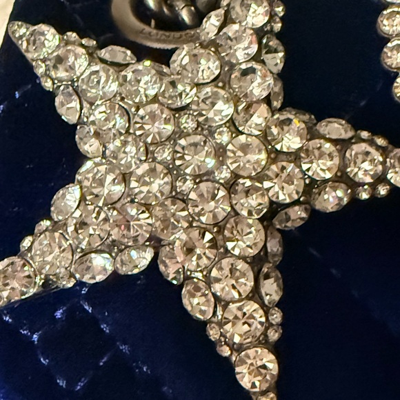 Kurt Geiger NWOT Elegant Blue Velvet Women's Crossbody Bag with Crystal Accents - Picture 8 of 16